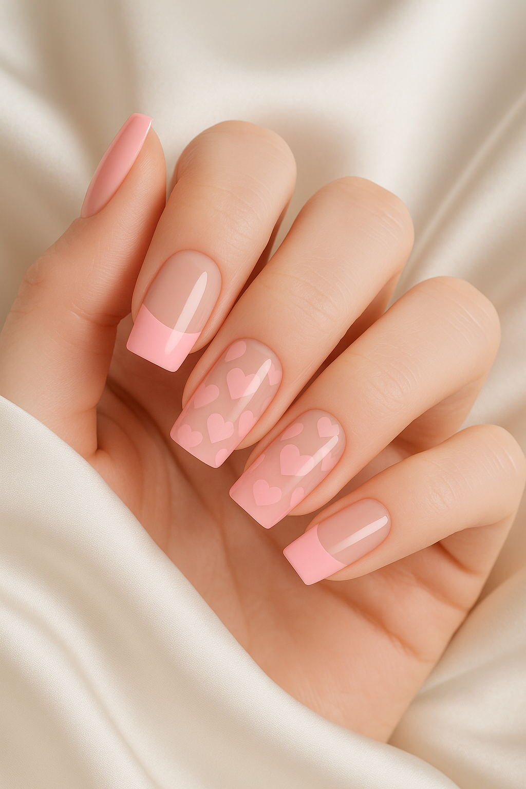gel nail mani French Rosa e Cuori beautifulyo 1