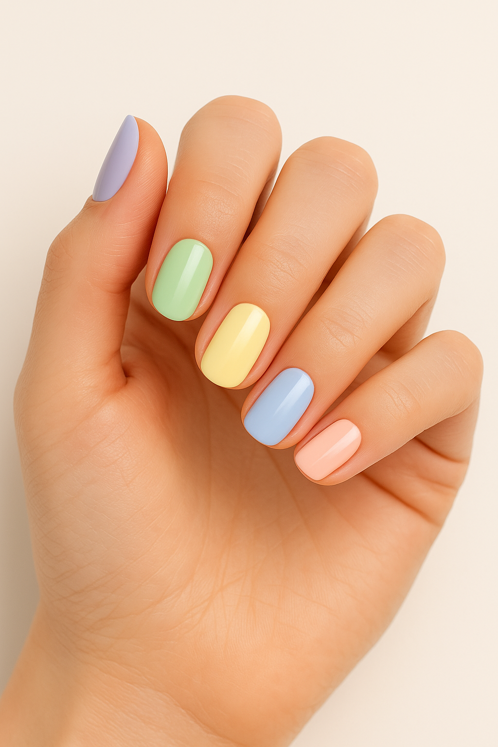 gel nail mani rainbow pastel beautifulyou 2