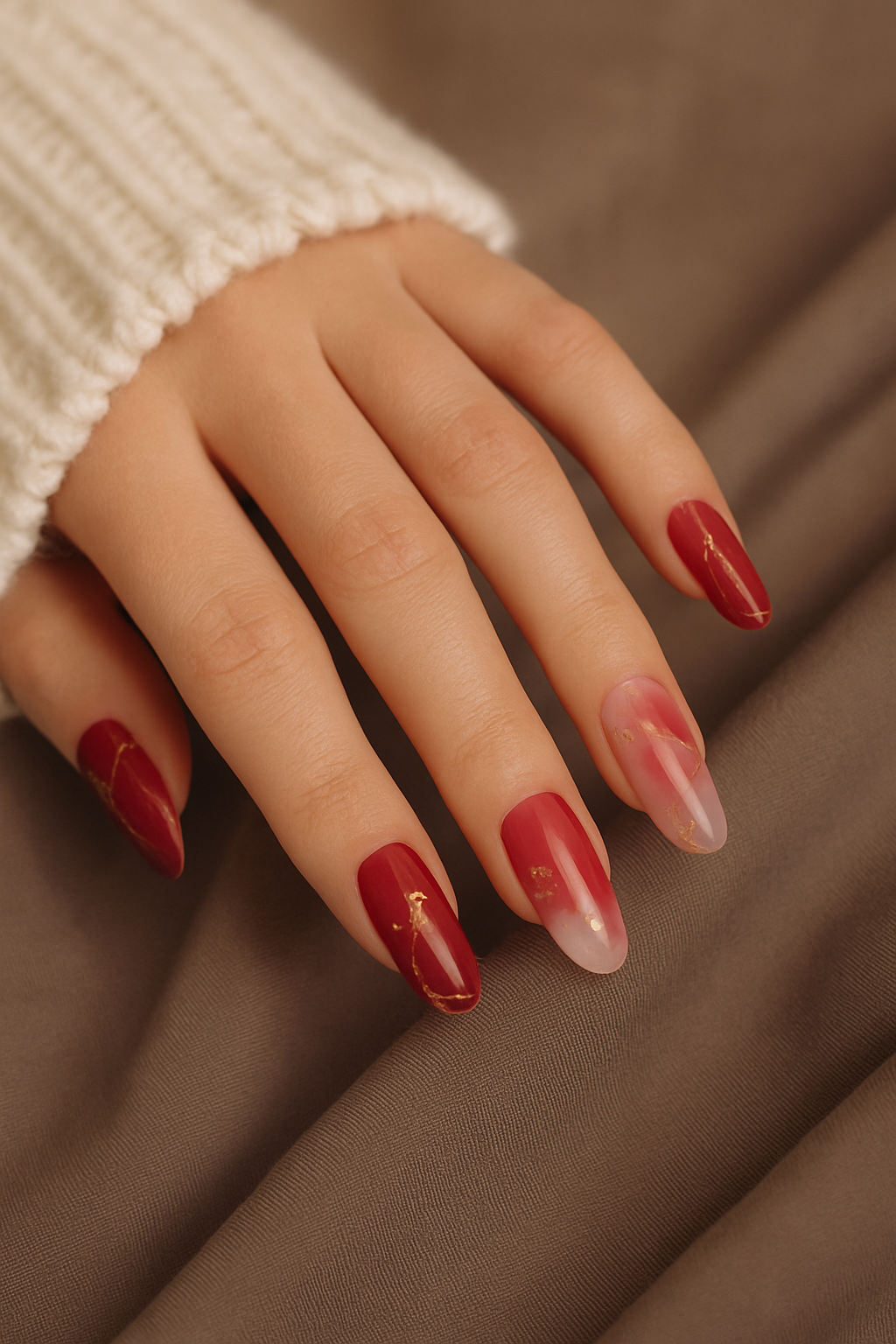 gel nail mani Bordeaux Marmo Gold beautifulyu 2