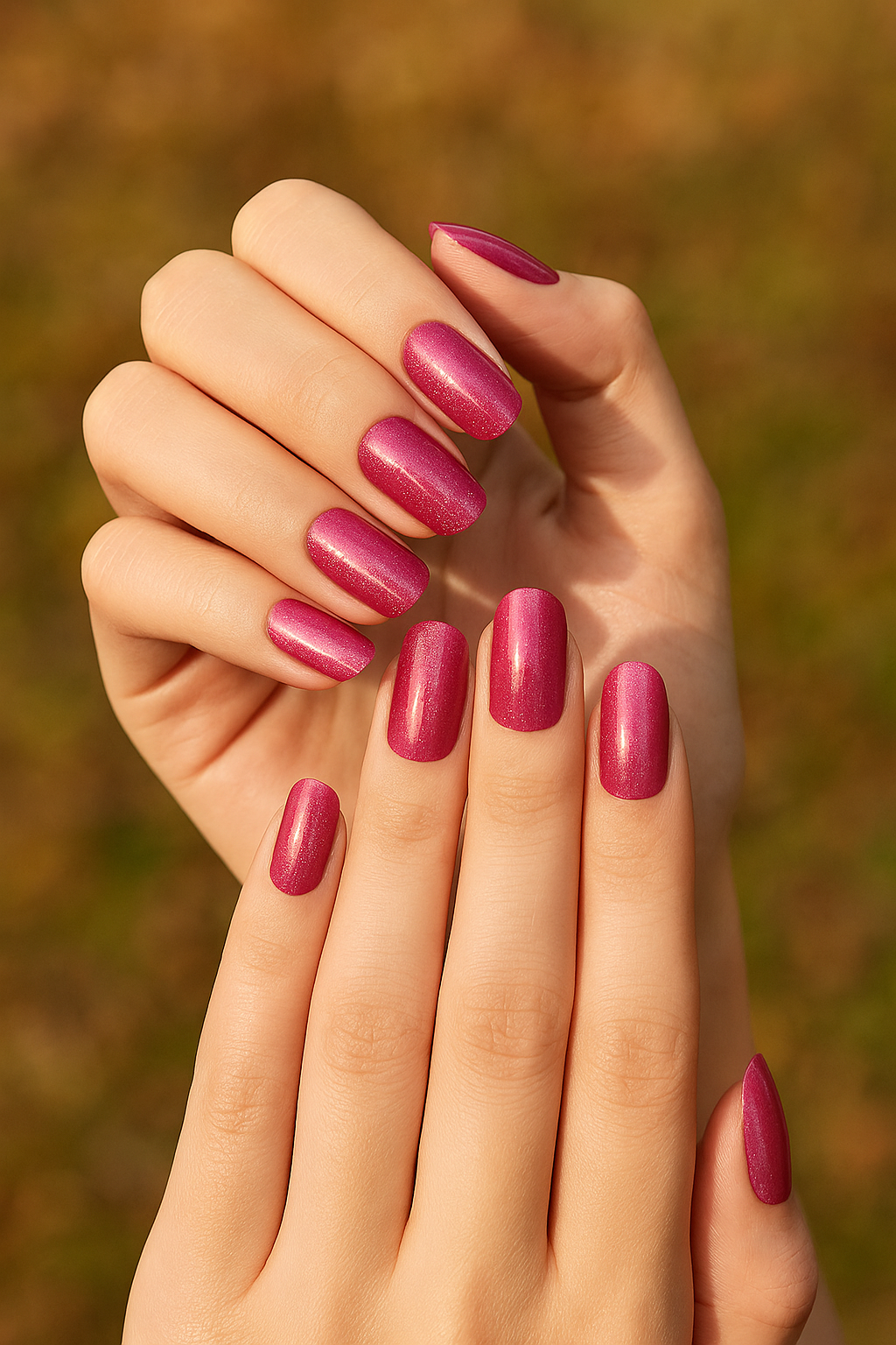 gel nail mani magenta glitter beautifulyou 1