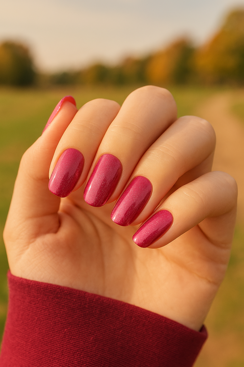 gel nail mani magenta glitter beautifulyou 2