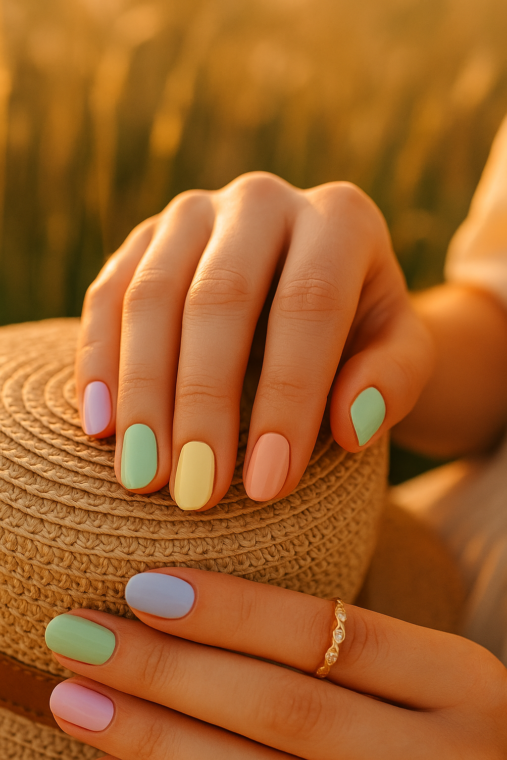 gel nail mani rainbow pastel beautifulyou 1