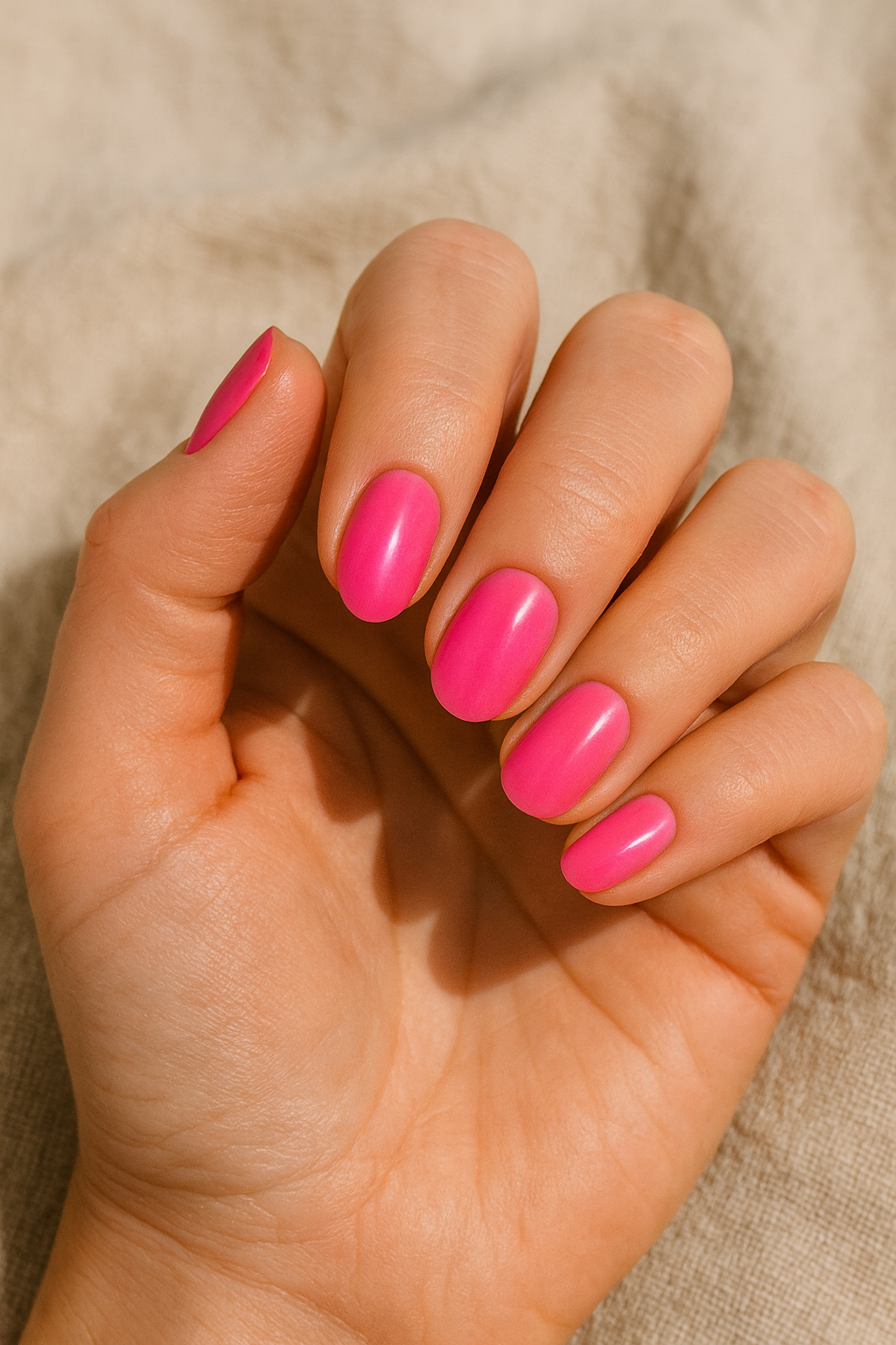 gel nail mani rosa shocking beautifulyou 
3
